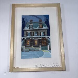 Peter Ashe Hand-Painted Needlepoint Canvas Victorian House Snowy Incomplete